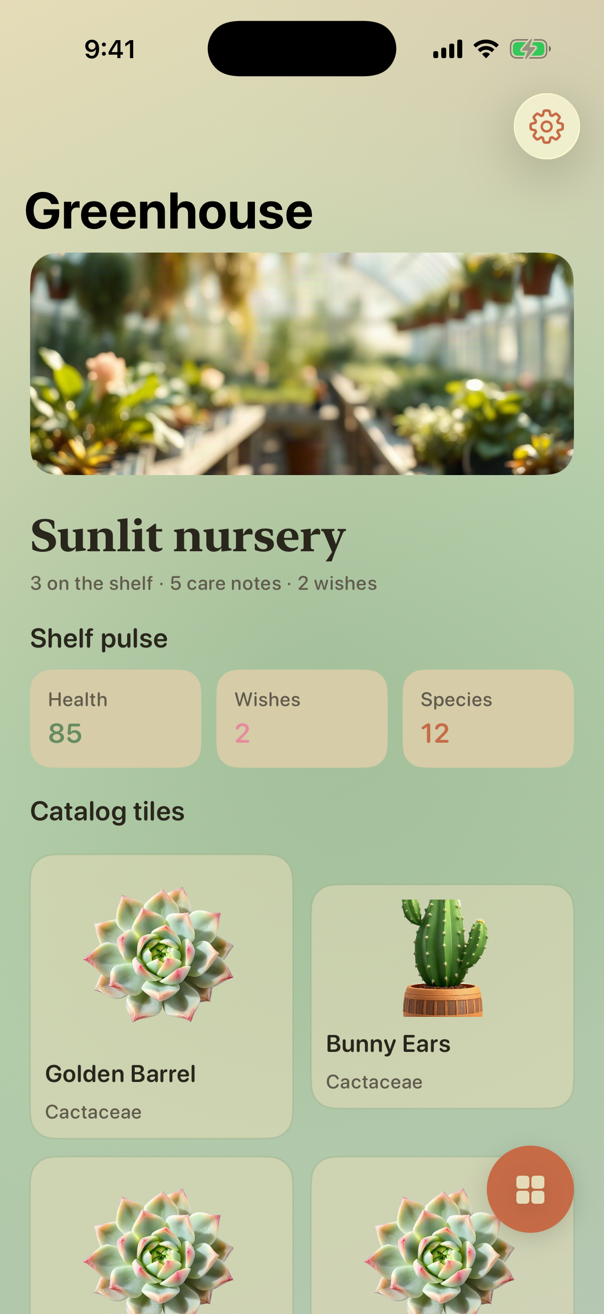 Greenhouse canvas with staggered tiles